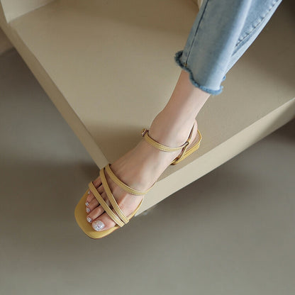 Off-White Yellow Strappy Ankle Strap Sandals #001038