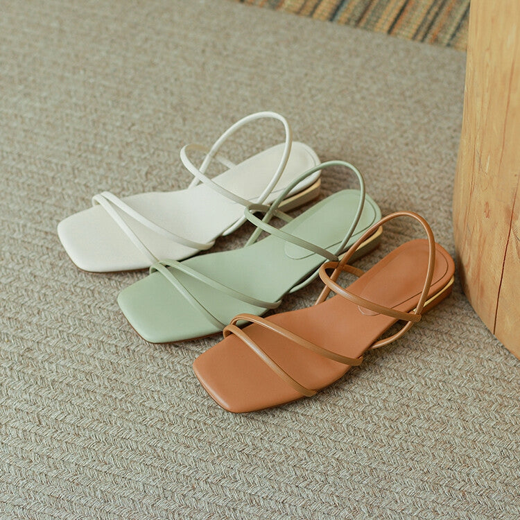 Off-White Beige Green Strappy Sandals #001018