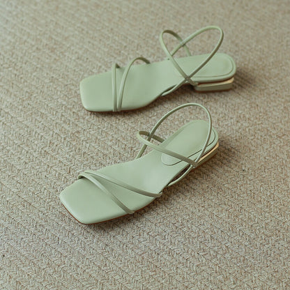 Off-White Beige Green Strappy Sandals #001018