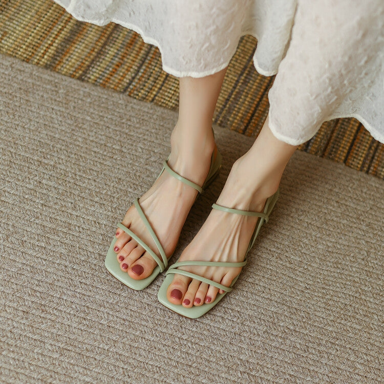 Off-White Beige Green Strappy Sandals #001018