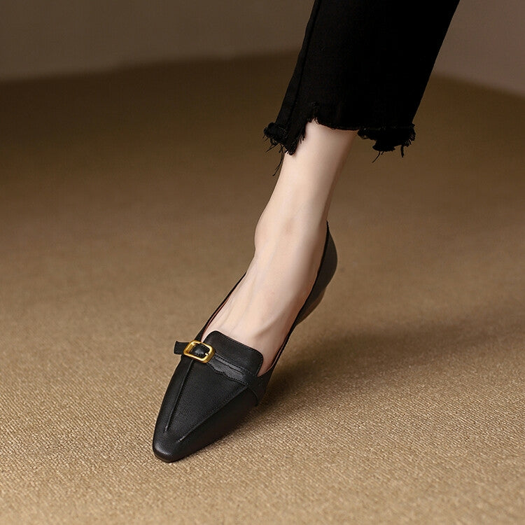 Pointed Toe Buckle Loafers #001047