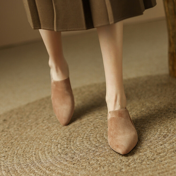 Beige Brown Black Block Heel Suede Short Ankle Boots #002013